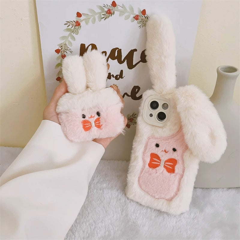 ピンクラビットプラッシュケース【AirPods(エアーポッズ)】