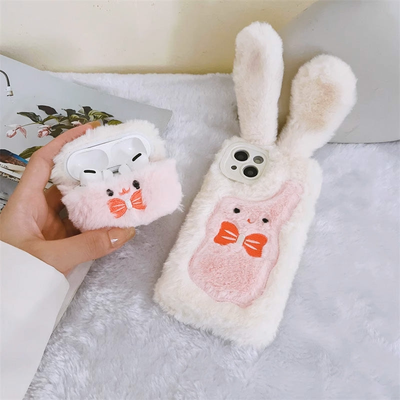 ピンクラビットプラッシュケース【AirPods(エアーポッズ)】