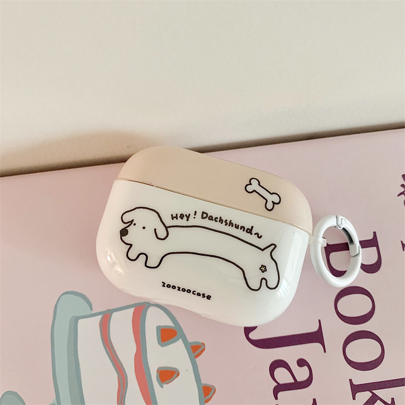 ホワイトダックスフントIMDケース【AirPods(エアーポッズ)】