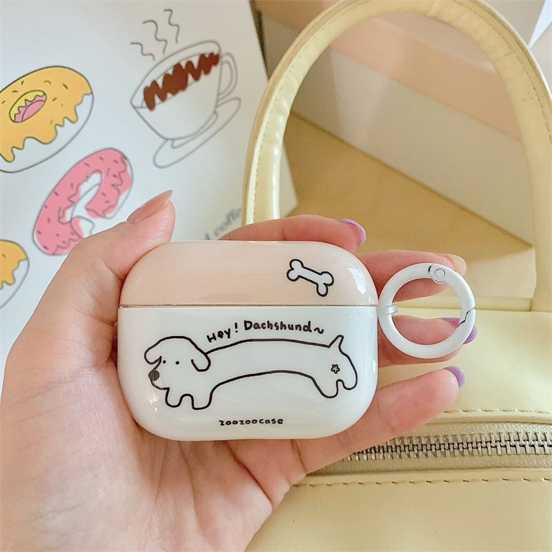 ホワイトダックスフントIMDケース【AirPods(エアーポッズ)】