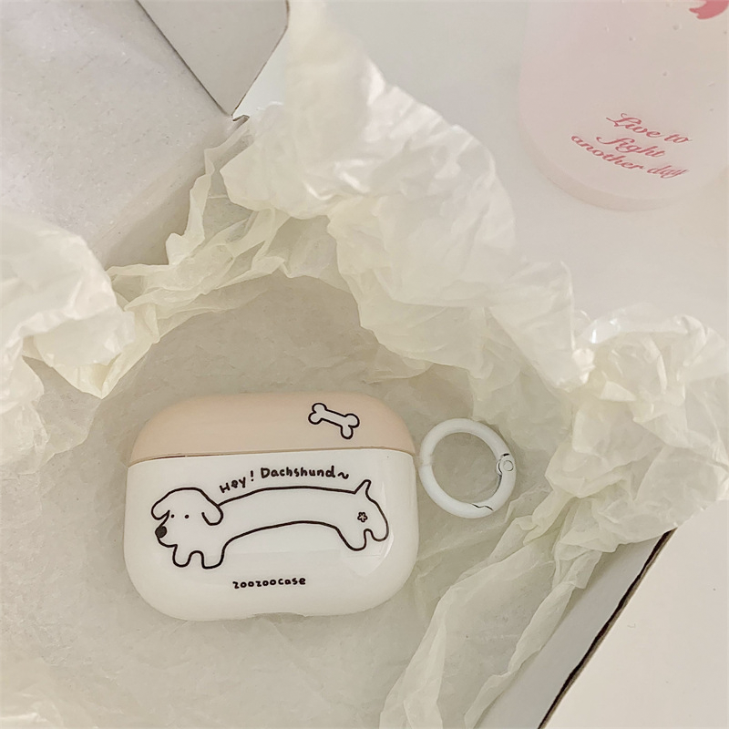 ホワイトダックスフントIMDケース【AirPods(エアーポッズ)】