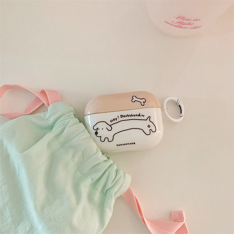 ホワイトダックスフントIMDケース【AirPods(エアーポッズ)】