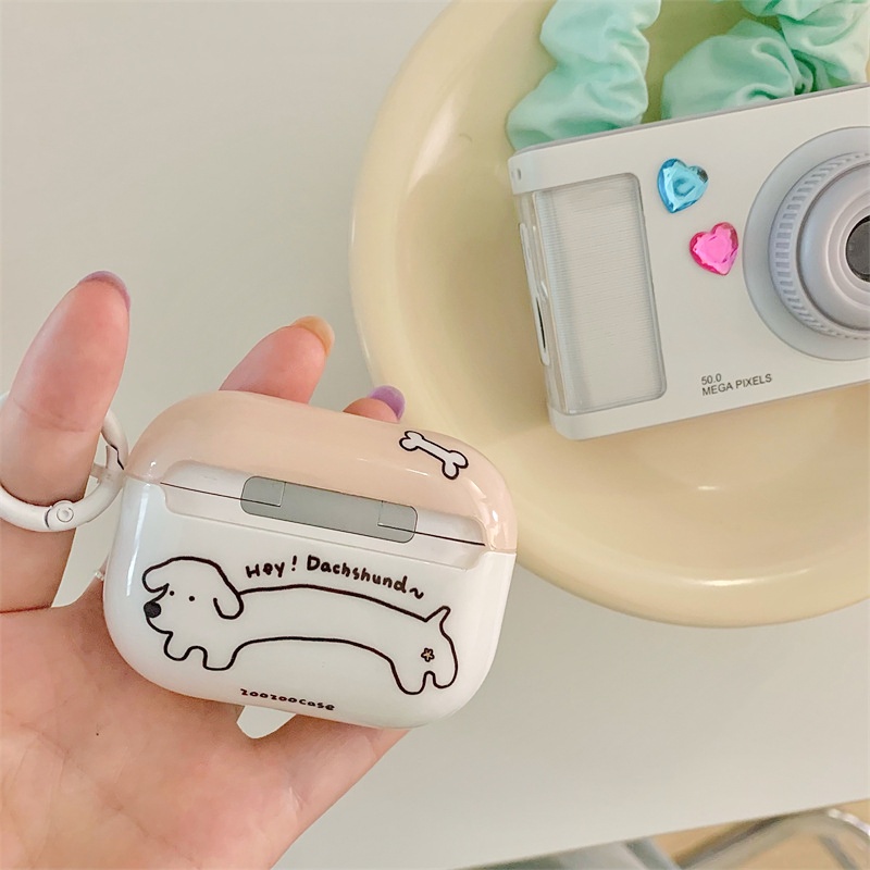 ホワイトダックスフントIMDケース【AirPods(エアーポッズ)】