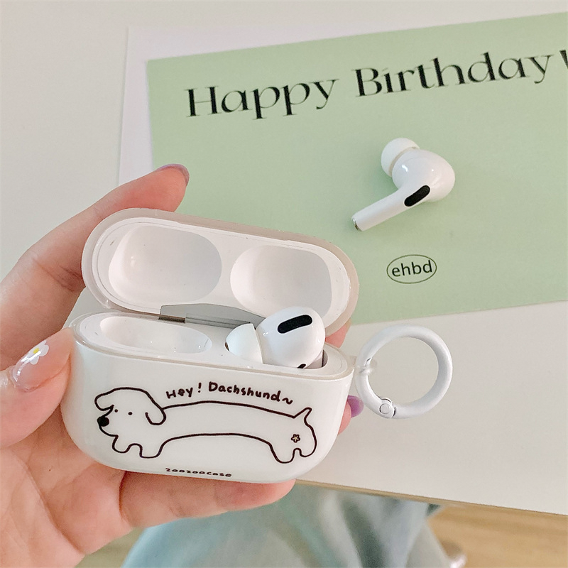 ホワイトダックスフントIMDケース【AirPods(エアーポッズ)】