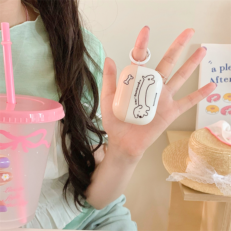 ホワイトダックスフントIMDケース【AirPods(エアーポッズ)】