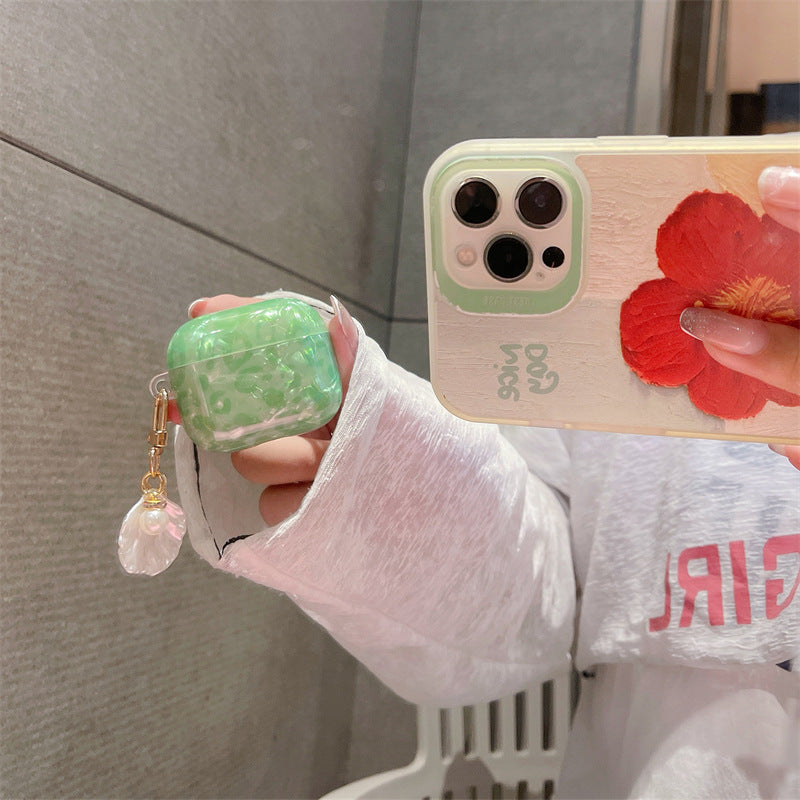 グリーンシェルペンダントケース【AirPods(エアーポッズ)】