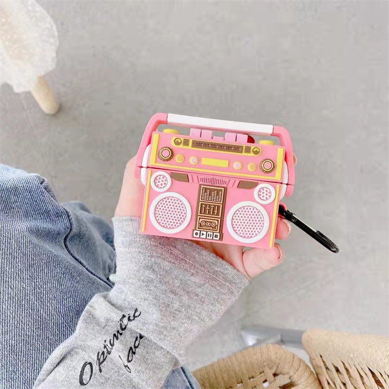 ピンクラジカセPVCケース【AirPods(エアーポッズ)】