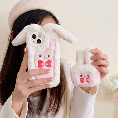 ピンクラビットプラッシュケース【AirPods(エアーポッズ)】