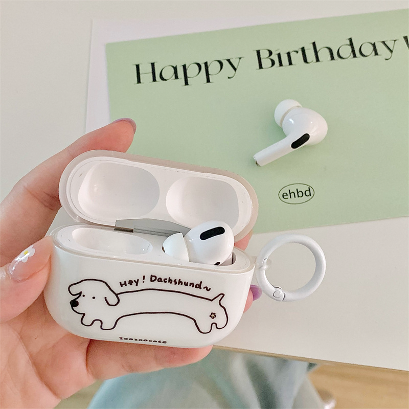 ホワイトダックスフントIMDケース【AirPods（エアーポッズ）】